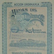 Coleccionismo Acciones Españolas: MINAS DE TEVERGA, ASTURIAS (1904). Lote 54638490