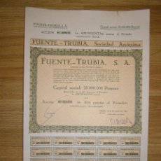 Coleccionismo Acciones Españolas: FUENTE TRUBIA, S.A. - OVIEDO 1964 -. Lote 40272820