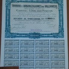 Coleccionismo Acciones Españolas: RARA ACCION - TRANVIA Y URBANIZACIONES DE VALLDOREIX - BARCELONA 25-FEBRERO-1928