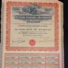 Coleccionismo Acciones Españolas: ACCION. SOCIEDAD GENERAL DE AUTOBUSES DE MADRID 1922