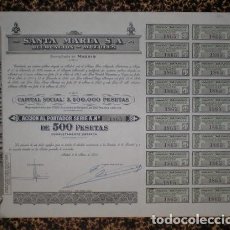 Coleccionismo Acciones Españolas: ACCION AL PORTADOR: SANTA MARIA S.A. DECORACIÓN - MUEBLES. DOMICILIADA EN MADRID.. Lote 62215180