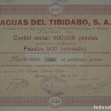 Coleccionismo Acciones Españolas: AGUAS DEL TIBIDABO, BARCELONA (1928)