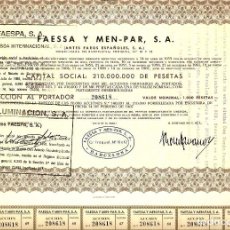 Coleccionismo Acciones Españolas: FAESSA Y MEN - PAR, S. A.. Lote 72818279