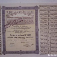 Coleccionismo Acciones Españolas: BARCELONA - ANONIMA PUNT-BLAU, QUEROL (TARRAGONA) - AÑO 1931 - CAPITAL SOCIAL 1.100.000 PTAS