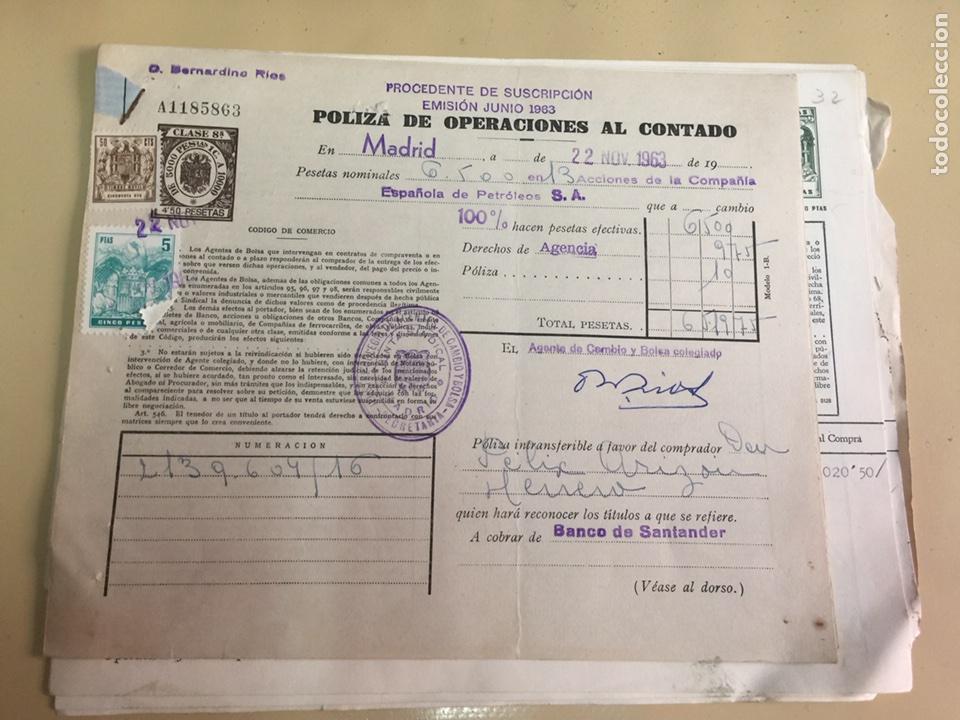 Sammeln von spanischen Wertpapieren: ACCIONES DE LA COMPA&Ntilde;IA ESPA&Ntilde;OLA DE PETROLEOS S.A. -10 HOJAS. VARIOS TITULOS. A&Ntilde;OS 1957-1970.