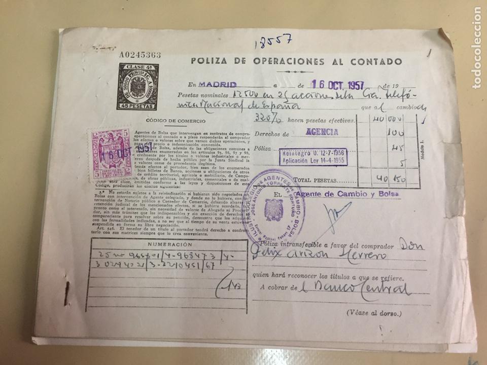 Sammeln von spanischen Wertpapieren: ACCIONES DE LA COMPA&Ntilde;IA TELEFONICA NACIONAL DE ESPA&Ntilde;A.  10 HOJAS. VARIOS TITULOS. A&Ntilde;OS 1957-1967.