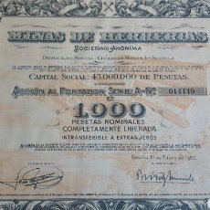 Coleccionismo Acciones Españolas: ACCION MINAS DE HERRERIAS SEVILLA 1952. Lote 99808366