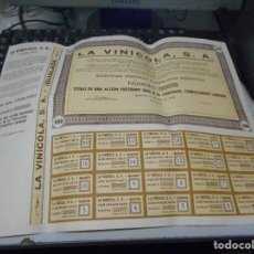 Coleccionismo Acciones Españolas: ACCION LA VINICOLA IGUALADA, 1942. Lote 297552553