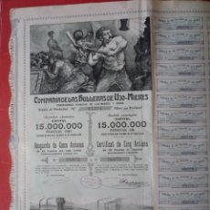 Collezionismo Azioni Spagnole: MINAS. MADRID 1904. COMPAÑIA DE LAS HULLERAS DE UJO-MIERIES. RESGUARDO DE 5 ACCIONES DE 25 PTAS ORO.