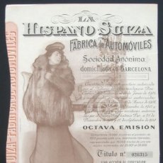 Coleccionismo Acciones Españolas: LA HISPANO SUIZA - FÁBRICA DE AUTOMÓVILES, OCTAVA EMISIÓN - BARCELONA (1940)