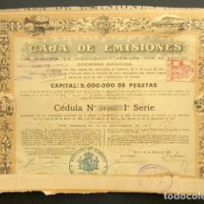 Coleccionismo Acciones Españolas: ACCIÓN CAJA DE EMISIONES. MADRID, 20 DE MARZO DE 1920. . Lote 146913698