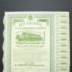 Coleccionismo Acciones Españolas: OBLIGACIÓN RENFE. RED NACIONAL DE FERROCARRILES ESPAÑOLES. SERIE B. 2.500 PESETAS. MADRID, 1952.