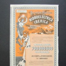 Coleccionismo Acciones Españolas: ACCIÓN HIDROELÉCTRICA IBÉRICA IBERDUERO. BILBAO, 1945. . Lote 147039614