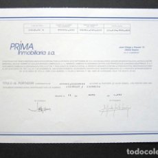 Coleccionismo Acciones Españolas: ACCIÓN PRIMA INMOBILIARIA S.A. MADRID, 1992. . Lote 147863134