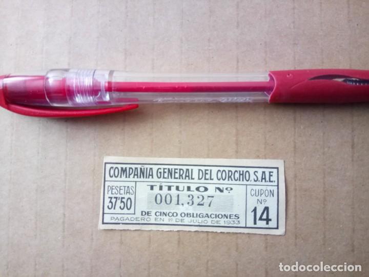 Coleccionismo acciones espa&ntilde;olas: T&Iacute;TULO DE LA COMPA&Ntilde;&Iacute;A GENERAL DEL CORCHO, 1933 - Foto 1