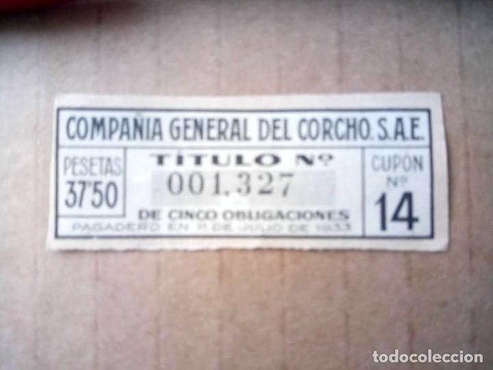 Coleccionismo acciones espa&ntilde;olas: T&Iacute;TULO DE LA COMPA&Ntilde;&Iacute;A GENERAL DEL CORCHO, 1933 - Foto 2