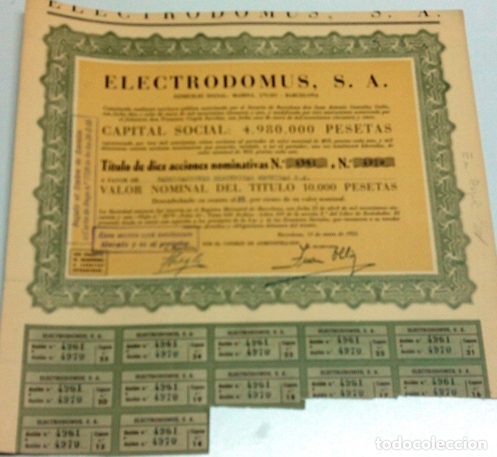 Coleccionismo acciones espa&ntilde;olas: Electrodomus, S. A. - Foto 2