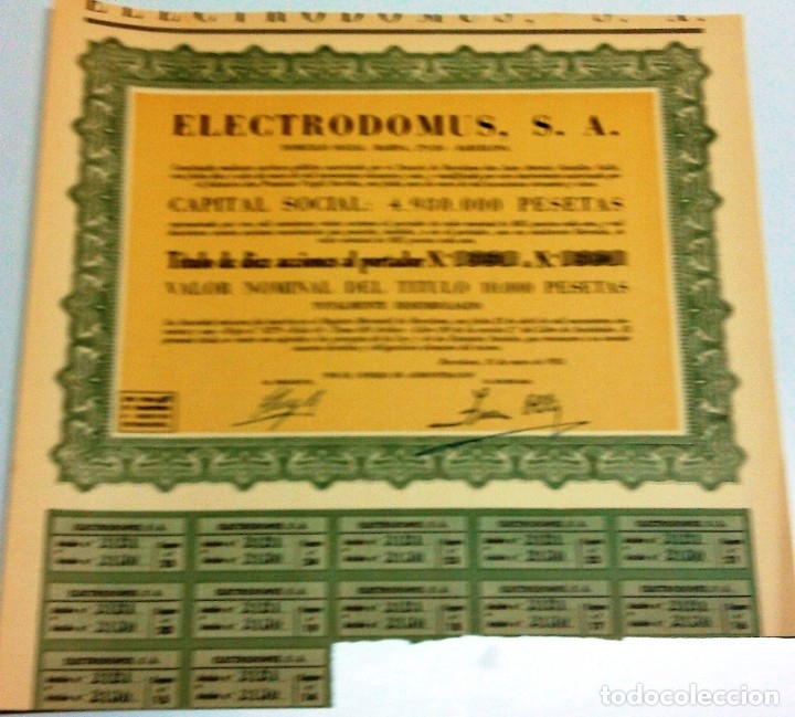 Coleccionismo acciones espa&ntilde;olas: Electrodomus, S. A. - Foto 2
