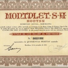 Coleccionismo Acciones Españolas: MONTPLET S. A. M-O-N-T-S-A. Lote 176134487