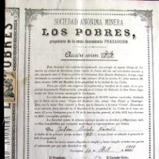 Coleccionismo Acciones Españolas: CARTAGENA. 1918. SOCIEDAD ANONIMA MINERA LOS POBRES.. Lote 248056560