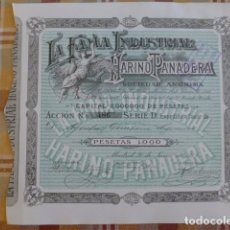 Coleccionismo Acciones Españolas: LA FAMA INDUSTRIAL HARINO PANADERA ACCION 1000 PESETAS 1919 MADRID. Lote 183386098