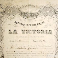 Coleccionismo Acciones Españolas: ACCIÓN SOCIEDAD MINERA LA VICTORIA. MURCIA, AÑO 1877. Nº 50.