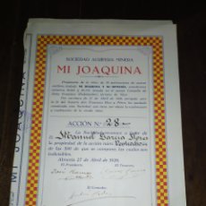 Coleccionismo Acciones Españolas: ACCIÓN MI JOAQUINA 1926 ALMERÍA. Lote 190912416