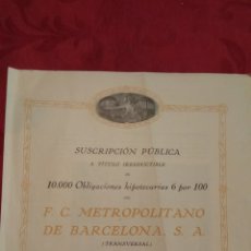 Coleccionismo Acciones Españolas: DIPTICO F.C. METROPOLITANO DE BARCELONA S.A. SUSCRIPCION PUBLICA DE OBLIGACIONES HIPOTECARIAS 1926. Lote 192715940