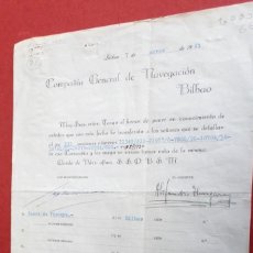 Coleccionismo Acciones Españolas: COMPAÑÍA NAVEGACIÓN BILBAO - TRANSFERENCIA DE ACCIONES - BILBAO 1941 