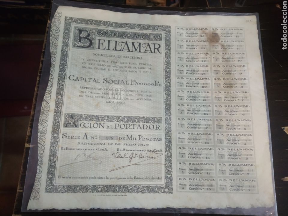 Sammeln von spanischen Wertpapieren: BELLAMAR. SEIX & BARRAL. BARCELONA, 1919. 29X32 CM.