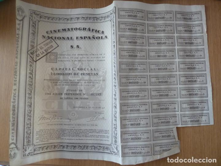 Sammeln von spanischen Wertpapieren: cinematografica nacional espa&ntilde;ola accion espa&ntilde;ola original antigua 43 x 33 cm