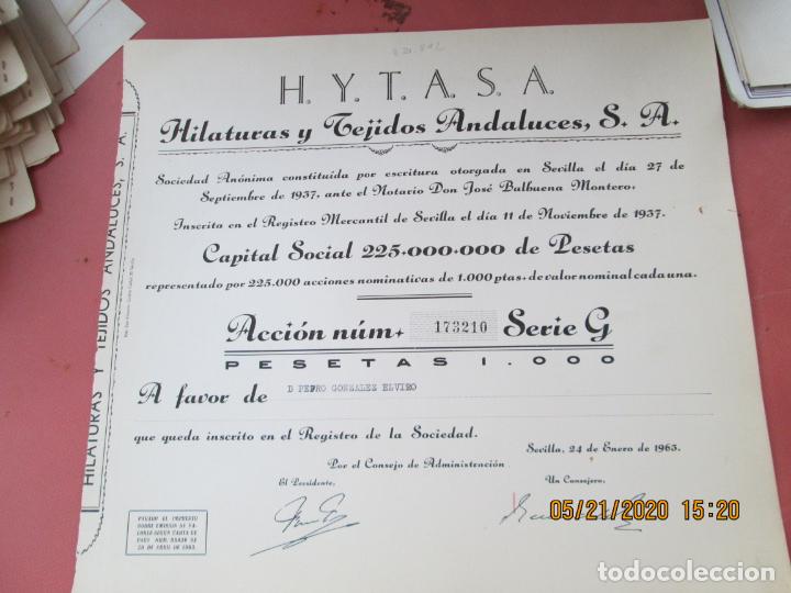 Collezionismo Azioni Spagnole: ACCION de HYTASA , HILATURAS Y TEJIDOS ANDALUCES N&ordm; 173210 -24-01-1963