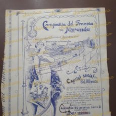 Coleccionismo Acciones Españolas: ACCIÓN COMPAÑÍA DEL TRANVÍA DE MIRANDA - SANTANDER - 1912. Lote 209850930