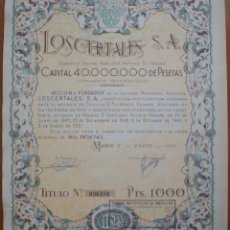 Coleccionismo Acciones Españolas: ACCIÓN DE 1000 PESETAS DE MUEBLES LOS CERTALES S.A. SEVILLA/MADRID. 1951. Lote 219076321
