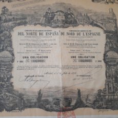 Coleccionismo Acciones Españolas: COMPAÑÍA DE LOS CAMINOS DE HIERRO DEL NORTE DE ESPAÑA (1876). Lote 219292531