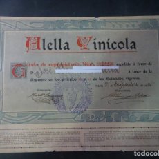 Coleccionismo Acciones Españolas: ANTIGUA ACCIÓN ALELLA VINÍCOLA , 1916, VER FOTOS. Lote 223250427