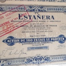 Coleccionismo Acciones Españolas: ACCION MINAS. ESTAÑERA CIA INTERNACIONAL MINERA E INDUSTRIAL. PARIS 1928. Lote 226986165