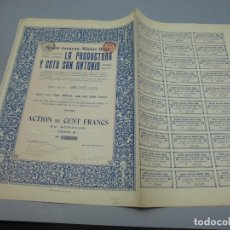 Coleccionismo Acciones Españolas: ACCIÓN. SOCIEDAD ANÓNIMA LA PRODUCTORA Y COTO SAN ANTONIO. LINARES, JAÉN. 1913. Lote 235648885