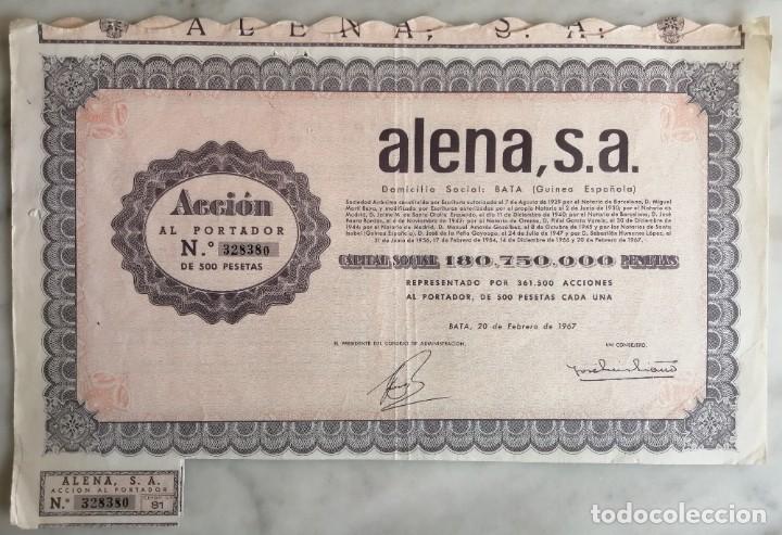Coleccionismo acciones espa&ntilde;olas: ALENA S. A - Foto 1
