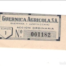 Coleccionismo Acciones Españolas: CUPÓN 1 DE ACCIÓN ORDINARIA DE GUERNICA AGRÍCOLA, S.A. GUERNICA Y LUNO DE VIZCAYA. (C354).. Lote 248048260