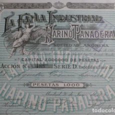 Coleccionismo Acciones Españolas: ACCION LA FAMA INDUSTRIAL HARINO PANADERA MADRID 1919 1000 PESETAS. Lote 276463763