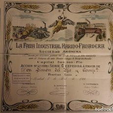 Coleccionismo Acciones Españolas: LA FAMA INDUSTRIAL HARINO PANADERA ACCION 1000 PESETAS 1914 MADRID. Lote 302098728