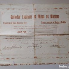 Coleccionismo Acciones Españolas: ACCIÓN SOCIEDAD ESPAÑOLA MINAS DE MONTORO. Lote 303790168