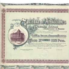 Coleccionismo Acciones Españolas: MADRID.- SOCIEDAD DE ATRACCIONES 1915.. Lote 311714463