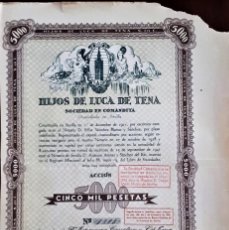 Coleccionismo Acciones Españolas: ACCIÓN HIJOS DE LUCA DE TENA. SEVILLA 1943. AGUA DE AZAHAR. MUY RARA.
