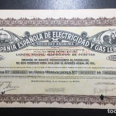 Coleccionismo Acciones Españolas: COMPAÑÍA ESPAÑOLA DE ELECTRICIDAD Y GAS LEBON , BARCELONA 1950 .. Lote 321073193
