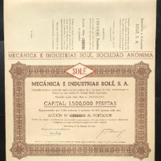 Coleccionismo Acciones Españolas: MECÁNICA E INDUSTRIAS SOLÉ S.A. (1944)