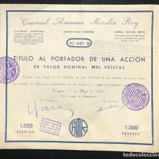 Coleccionismo Acciones Españolas: COMERCIAL ANONIMA MORALES ROY (1943)