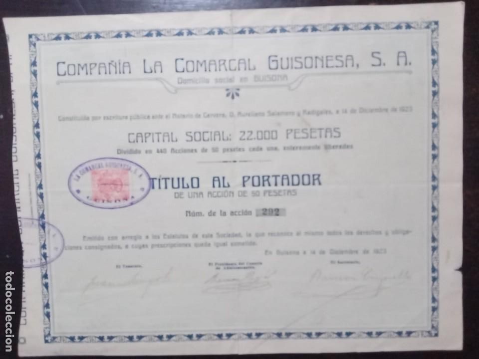 Collectables Spanish Shares: Compa&ntilde;ia La Comarcal Guisonesa.S.A.