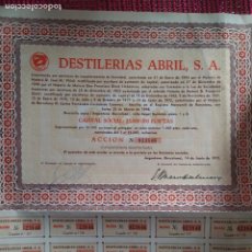 Coleccionismo Acciones Españolas: ACCION ORDINARIA 1000 PTS. DESTILERIAS ABRIL S.A. (ARGENTONA 1972) + 20 CUPONES. Lote 331403418
